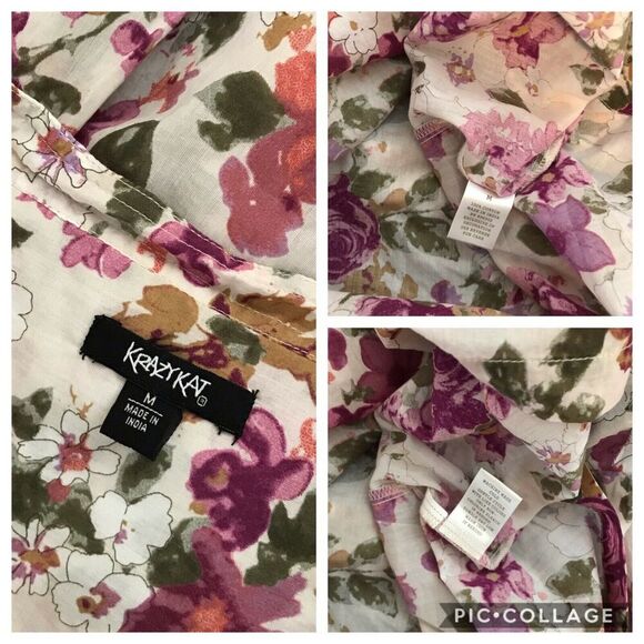 Krazy Kat Floral Blouse Women M - Picture 8 of 8